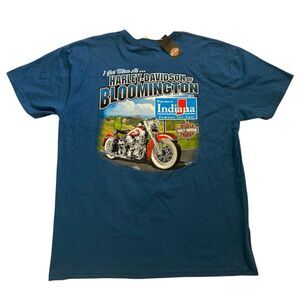 NEW Harley Davidson Graphic T Shirt Blue Size XL Vintage Y2K